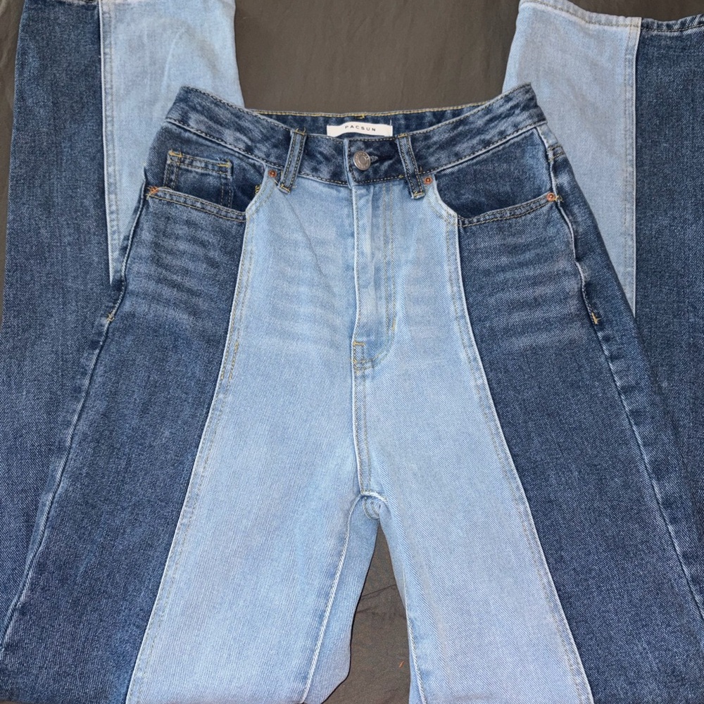 PacSun Two-Tone High Rise Women’s Jeans in Light & Dark Blue